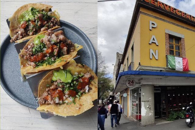 Following the tacos de carnitas de atun, Ben returned to the same taqueria a day later but this time in search of a meatier taste. These fully loaded rib eye tacos were topped with fresh onions and herbs, zesty avocado dressing and hot salsa. Full of flavour and tender steak, the perfect end of the taco tasting in Mexico City.