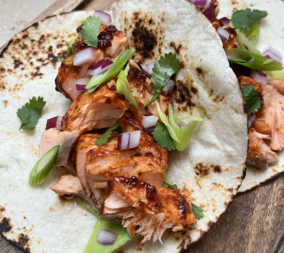 Mexican Chilli & Honey Salmon Tacos
